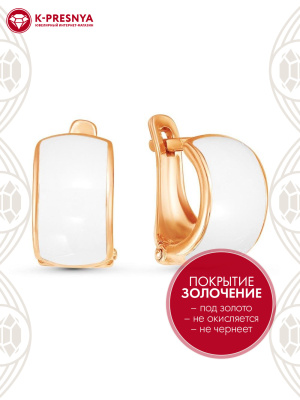 Серьги серебро 925 пробы, покрытие - золочение, отделка - эмаль, без вставок