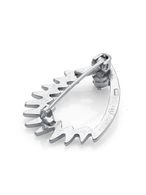 Брошь бижутерия, покрытие - платинирование, вставка - фианит (недрагоценный камень)