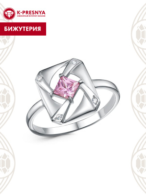 Кольцо бижутерия, покрытие - платинирование, вставка - стекло ювелирное preciosa, фианит (недрагоценный камень)