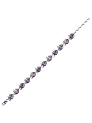 Браслет серебро 925 пробы, покрытие - оксидирование, вставка - фианит (недрагоценный камень)