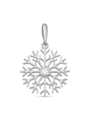 Подвеска серебро 925 пробы, покрытие - родирование, вставка - фианит (недрагоценный камень)