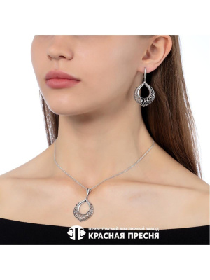 Серьги серебро 925 пробы, покрытие - оксидирование, без вставок