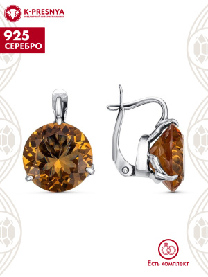 Серьги серебро 925 пробы, покрытие - оксидирование, вставка - искусственный султанит