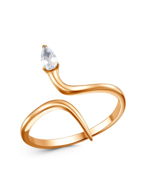 Кольцо бижутерия, покрытие - золочение, вставка - фианит (недрагоценный камень)