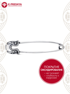 Брошь серебро 925 пробы, покрытие - оксидирование, без вставок