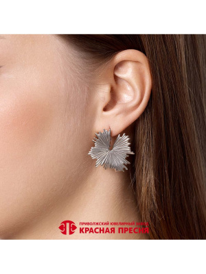 Серьги серебро 925 пробы, покрытие - родирование, без вставок