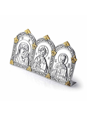 Икона бижутерия, покрытие - серебрение с оксидированием, выборочное золочение, без вставок