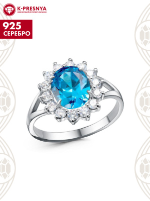 Кольцо серебро 925 пробы, покрытие - родирование, вставка - фианит (недрагоценный камень)