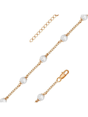 Браслет бижутерия, покрытие - золочение, вставка - имитация жемчуга