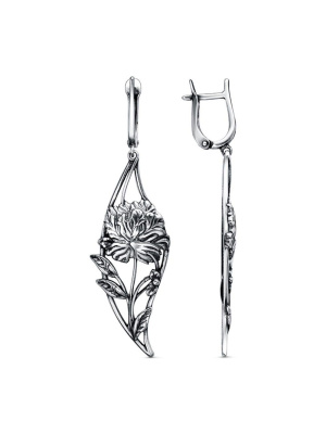 Серьги серебро 925 пробы, покрытие - оксидирование, без вставок