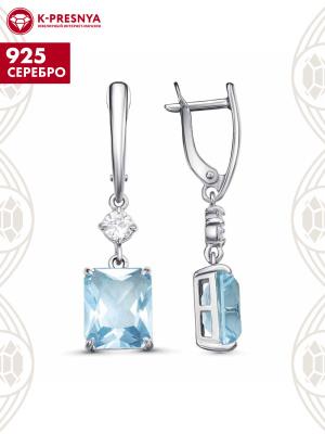 Серьги серебро 925 пробы, покрытие - платинирование