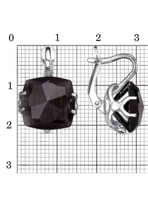 Серьги серебро 925 пробы, покрытие - родирование, вставка - искусственный топаз