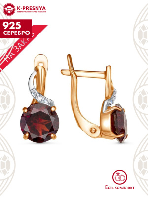 Серьги серебро 925 пробы, покрытие - золочение, выборочное родирование