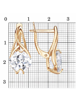 Серьги бижутерия, покрытие - золочение, вставка - фианит (недрагоценный камень)