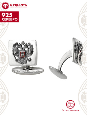 Запонки серебро 925 пробы, покрытие - оксидирование, отделка - эмаль, без вставок
