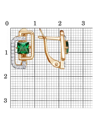 Серьги серебро 925 пробы, покрытие - золочение, выборочное родирование