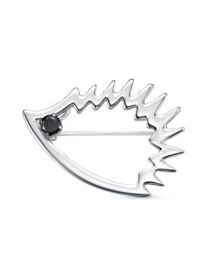 Брошь бижутерия, покрытие - платинирование, вставка - фианит (недрагоценный камень)