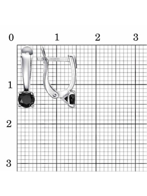 Серьги серебро 925 пробы, покрытие - родирование, вставка - фианит (недрагоценный камень)