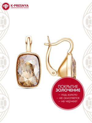 Серьги бижутерия, покрытие - золочение, вставка - ювелирное стекло европейской огранки