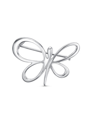 Брошь бижутерия, покрытие - платинирование, без вставок