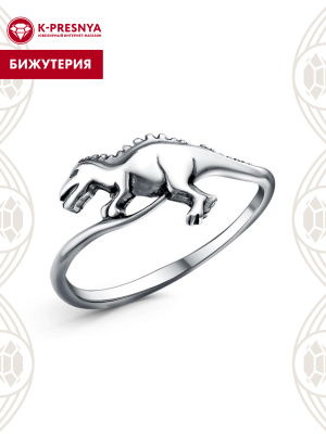 Кольцо бижутерия, покрытие - серебрение с оксидированием, без вставок