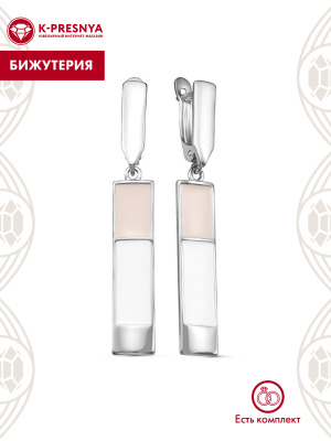 Серьги бижутерия, покрытие - серебрение с оксидированием, отделка - эмаль, без вставок