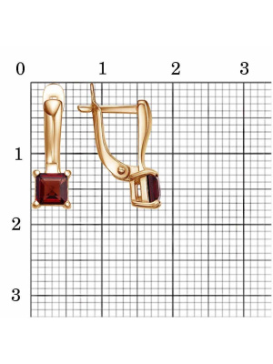 Серьги серебро 925 пробы, покрытие - золочение, вставка - гранат (полудрагоценный камень)