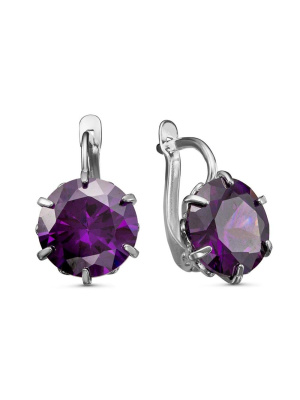 Серьги бижутерия, покрытие - серебрение, вставка - фианит (недрагоценный камень)