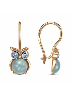 Серьги бижутерия, покрытие - золочение, вставка - искусственный халцедон, стекло ювелирное preciosa