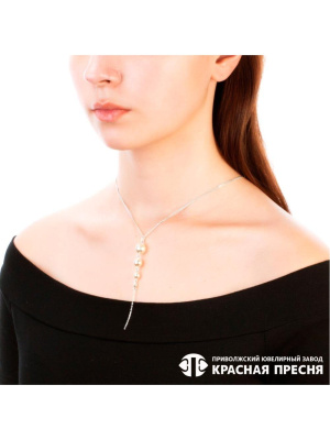 Подвеска серебро 925 пробы, без покрытия, вставка - имитация жемчуга