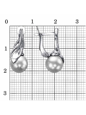 Серьги бижутерия, покрытие - серебрение с оксидированием, вставка - имитация жемчуга