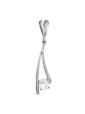 Подвеска серебро 925 пробы, покрытие - платинирование, вставка - фианит (недрагоценный камень)