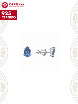 Серьги серебро 925 пробы, покрытие - платинирование, вставка - фианит (недрагоценный камень)