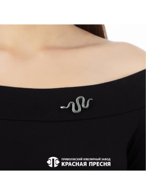 Брошь серебро 925 пробы, покрытие - оксидирование, без вставок