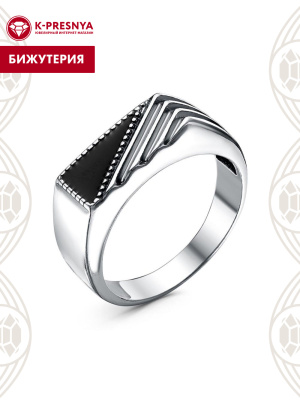 Кольцо бижутерия, покрытие - серебрение с оксидированием, отделка - эмаль, без вставок