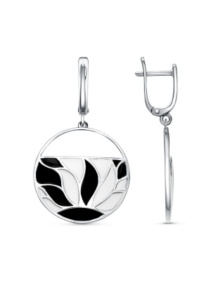 Серьги бижутерия, покрытие - платинирование, отделка - эмаль, без вставок