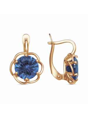 Серьги бижутерия, покрытие - золочение, вставка - искусственная шпинель