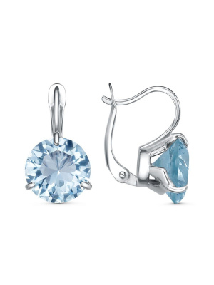 Серьги серебро 925 пробы, покрытие - родирование, вставка - горный хрусталь собственной огранки