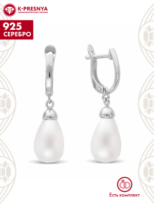 Серьги серебро 925 пробы, без покрытия, вставка - имитация жемчуга