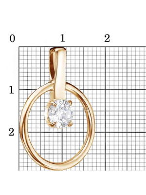 Подвеска серебро 925 пробы, покрытие - золочение, вставка - фианит (недрагоценный камень)