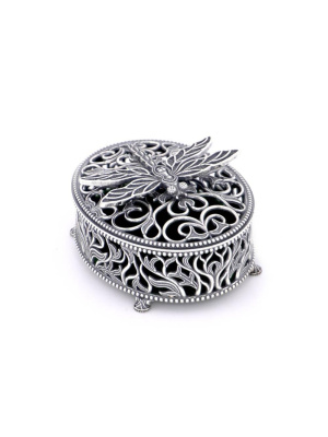 Шкатулка "стрекоза" серебро 925 пробы, покрытие - оксидирование, без вставок