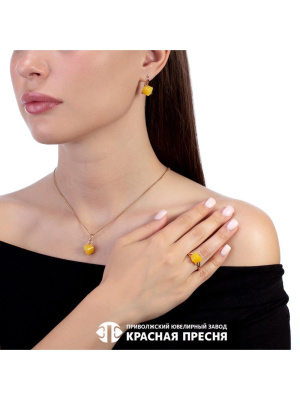 Подвеска серебро 925 пробы, покрытие - золочение, вставка - фианит собственной огранки (недрагоценный камень)