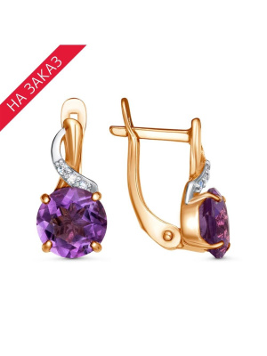 Серьги серебро 925 пробы, покрытие - золочение, выборочное родирование