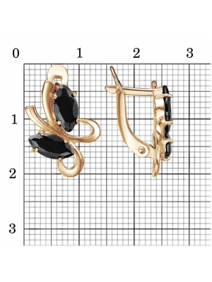 Серьги бижутерия, покрытие - золочение, вставка - фианит (недрагоценный камень)