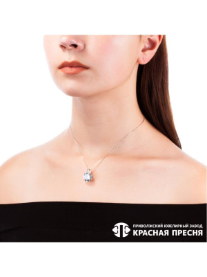 Подвеска бижутерия, покрытие - серебрение, вставка - фианит (недрагоценный камень)