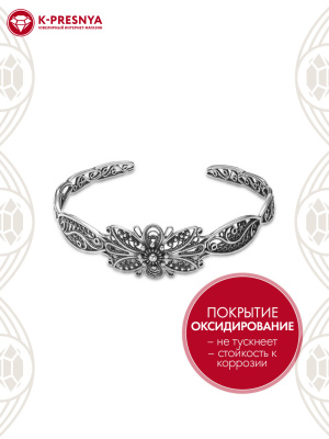 Браслет серебро 925 пробы, покрытие - оксидирование, без вставок