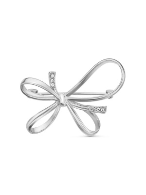 Брошь серебро 925 пробы, покрытие - родирование, вставка - фианит (недрагоценный камень)