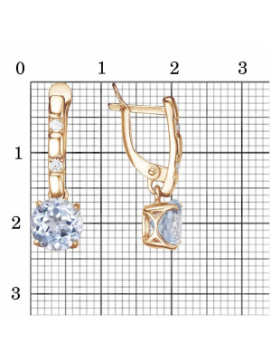 Серьги серебро 925 пробы, покрытие - золочение, вставка - голубой топаз (полудрагоценный камень), фианит (недрагоценный камень)