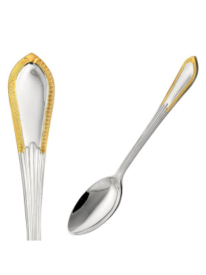 Ложка чайная "ампир" серебро 925 пробы, покрытие - выборочное золочение, без вставок