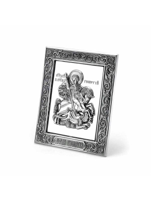 Икона "георгий победоносец" серебро 925 пробы, покрытие - оксидирование, без вставок
